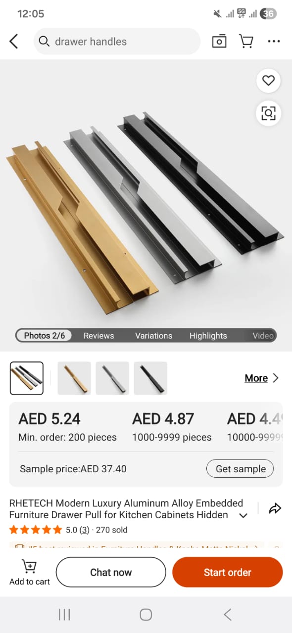 Hidden Aluminum Handle